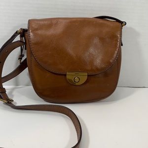 Fossil brown leather cross body bag